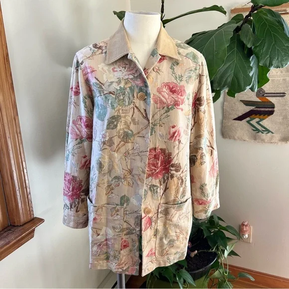NWOT Lauren Ralph Lauren Floral Chore Coat / Barn Jacket, Size Medium - Picture 7 of 14